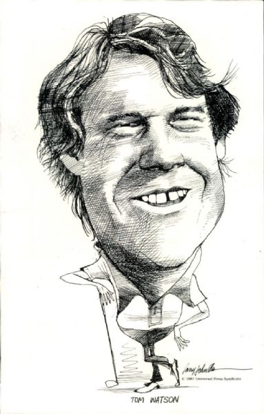 1982 Tom Watson "The Sporting News" Original Illustration Art (Sporting News Collection Hologram/MEARS LOA) Unique, 1:1