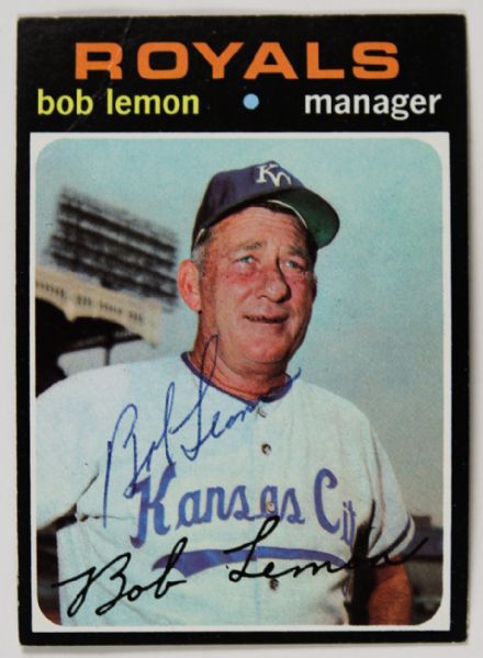 1971 Topps Bob Lemon Autographed Card (JSA)