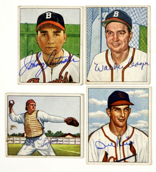 1950 Boston Braves Signed Bowman Card - Lot of 4 - JSA