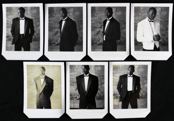 1980s - Early 90s Michael Jordan Chicago Bulls Original Test Tuxedo Photo - Lot of 7