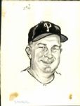 1934-60 Philadelphia Phillies The Sporting News Original Illustration Artwork (Sporting News Collection Hologram/MEARS LOA) Unique, 1:1 - Lot of 7