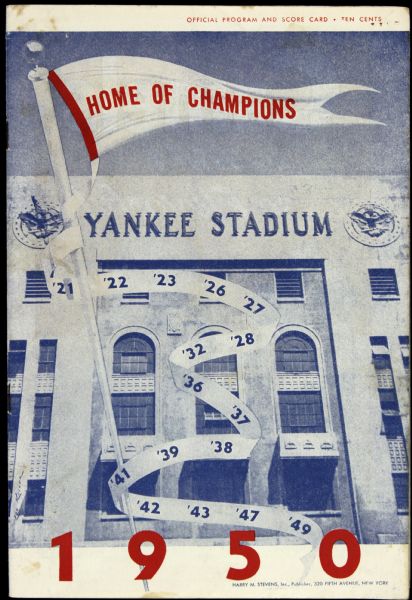 1950 New York Yankees Scorecard 