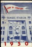1950 New York Yankees Scorecard 