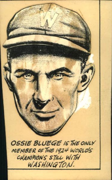 1934-39 Ossie Bleuge Washington Senators "The Sporting News" Original Illustration Art (Sporting News Collection Hologram/MEARS LOA) Unique, 1:1