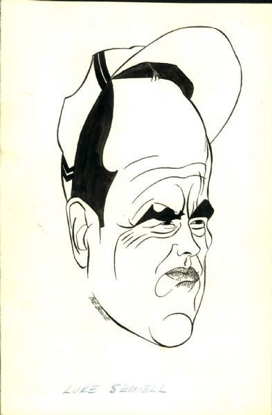 1942 Luke Sewell St. Louis Browns "The Sporting News" Original Illustration Artwork (Sporting News Collection Hologram/MEARS LOA) Unique, 1:1