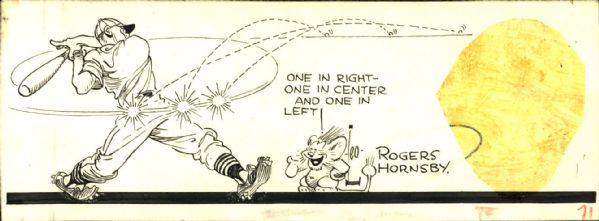 1920s Rogers Hornsby "The Sporting News" Original Illustration Artwork (Sporting News Collection Hologram/MEARS LOA) Unique, 1:1