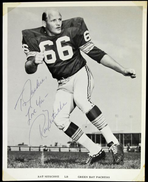 1970s Ray Nitschke Green Bay Packers Signed 8" x 10" Photo Made Out To His Wife "To Jackie Love You" - JSA 