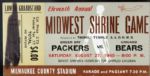 1960 Packers vs. Bears Midwest Shrine Game Ticket Stub