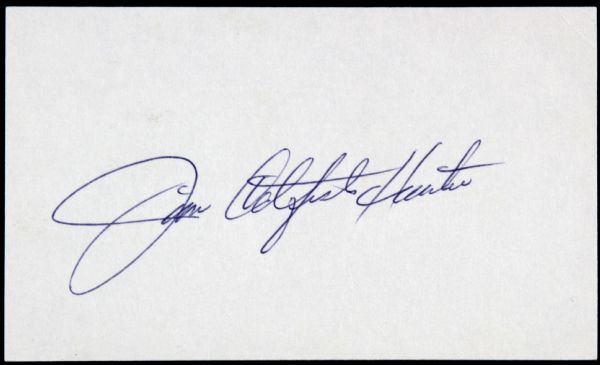 1980s Jim Catfish Hunter New York Yankees Oakland As Signed Index Card - JSA 