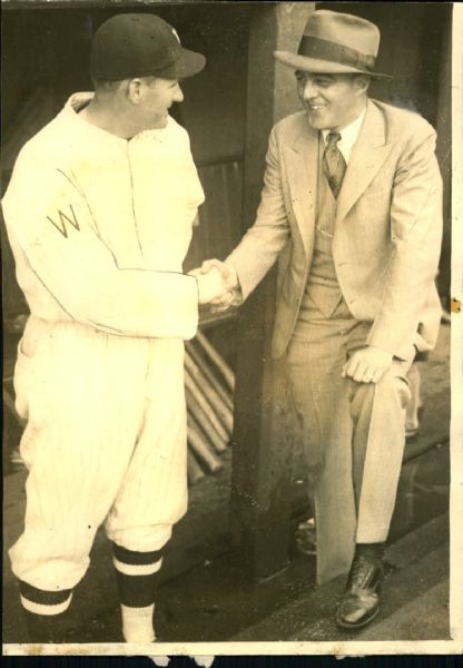 1921-23 circa Walter Johnson Joe Engel Washington Senators "The Sporting News Collection Archives" Original 6" x 8" Photo (Sporting News Collection Hologram/MEARS Photo LOA)