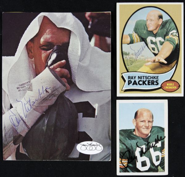 1970s Ray Nitschke Green Bay Packers Signed Card, Postcard & Sticker - JSA