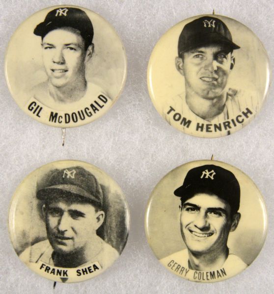 1940s - 1950s PM10 New York Yankees Lot of (4) Pinback Buttons