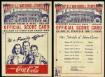 1942-43 Comiskey Park Chicago White Sox vs. Philadelphia Athletics Official Scorecard - Lot of 2