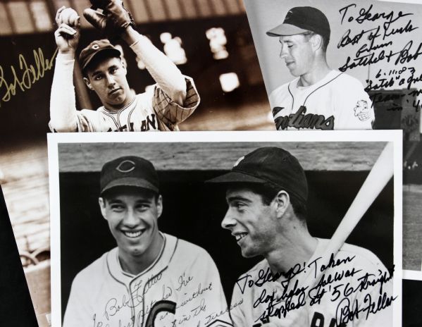 Bob Feller Cleveland Indians Signed 8" x 10" Photo - Lot of 3 With Interesting Content - JSA 
