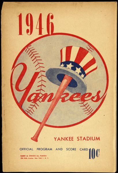 1946 New York Yankees vs. Cleveland Indians Official Scorecard