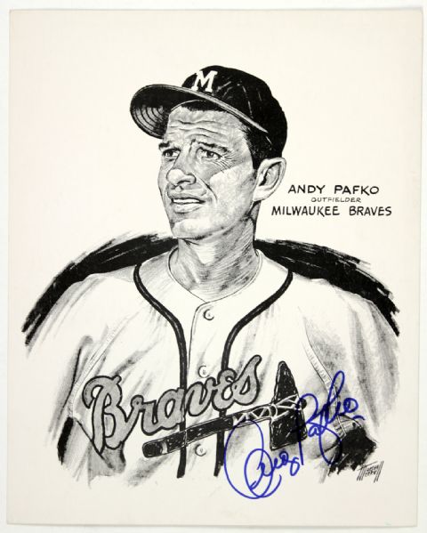 1953-54 Andy Pafko Milwaukee Braves Marshall Merrell Signed 8x10 Portfolio Photo - JSA