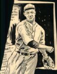 1929-34 Burleigh Grimes "The Sporting News" Original Illustration Artwork (Sporting News Collection Hologram/MEARS LOA) Unique, 1:1