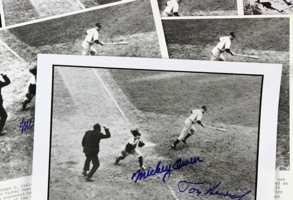 1941 Mickey Owen Brooklyn Dodgers & Tommy Henrich New York Yankees Signed 8" x 10" Photo - Lot of 4 - JSA 