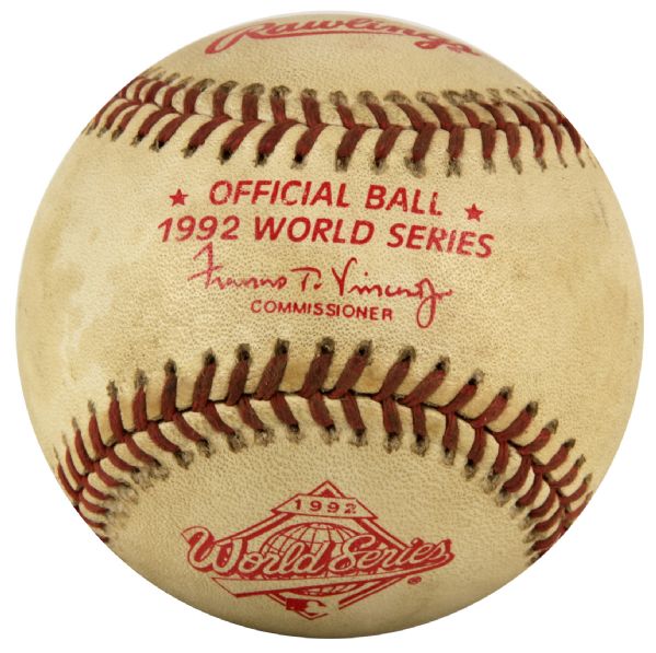 1992 World Series Atlanta Braves vs. Toronto Blue Jays Game Used Baseball - First WS Played North of The Border MEARS LOA