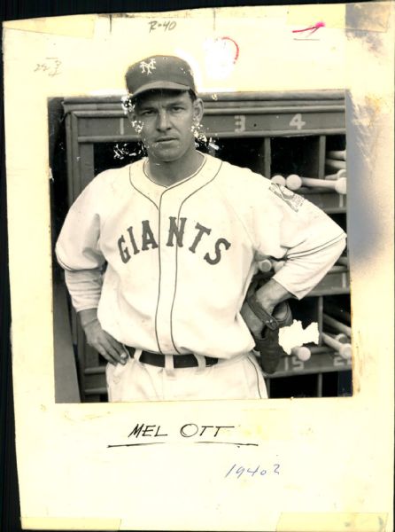 1939 Mel Ott New York Giants "The Sporting News Collection Archives" Original Photo (Sporting News Collection Hologram/MEARS Photo LOA)