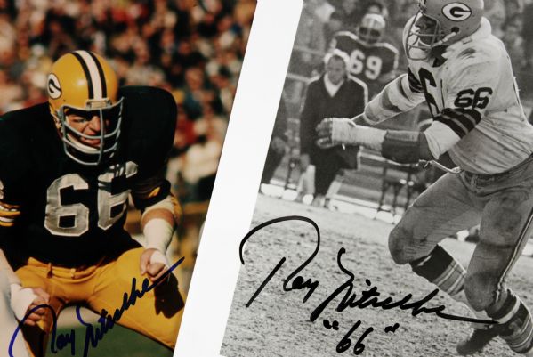 1990s Ray Nitschke Green Bay Packers Signed 8" x 10" Photo - Lot of 2  JSA