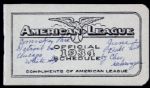 1934 American League Pocket Baseball Schedule