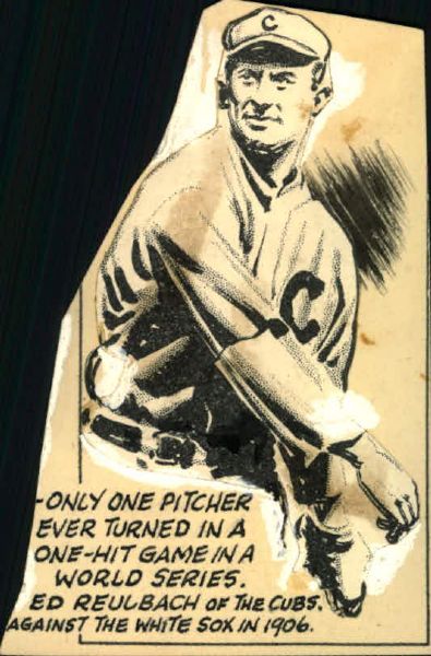 1906-07 Ed Reulbach Chicago Cubs "The Sporting News" Original Illustration Artwork (Sporting News Collection Hologram/MEARS LOA) Unique, 1:1