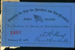 1877 Gallery of House of Representatives Admittance Card and Electoral Commission Admittance Card - Lot of 3