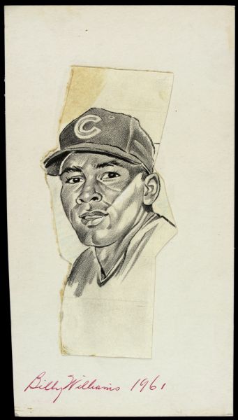 1961 Billy Williams Chicago Cubs "The Sporting News Collection Archives" Original Illustration Artwork (Sporting News Collection Hologram/MEARS LOA) Unique, 1:1
