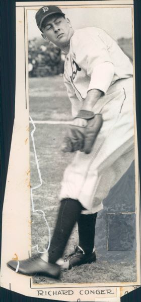 1940 Richard Conger Detroit Tigers "The Sporting News Collection Archives" Original Type 1 - 4.5"x9.5" Production Art Photo (Sporting News Collection Hologram/MEARS Type 1 Photo LOA)
