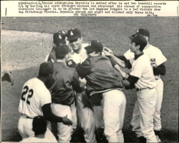 1965-68 Don Drysdale Los Angeles Dodgers  "The Sporting News Collection Archives" Original Photo - Lot of 8 (Sporting News Collection Hologram/MEARS Photo LOA)