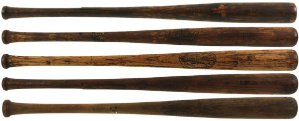 1920s H&B Louisville Slugger Side Written Professional Model Game Used Bat Lot of (5) - (MEARS Auction LOA)