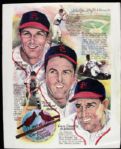 Baseball Greats Signed 11 x 14 Print - Lot of 3 With Stan Musial Don Larsen Enos Slaughter - JSA 