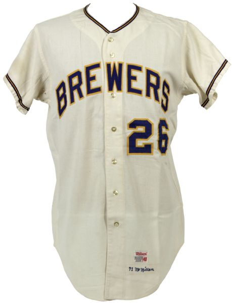 1971 Roy McMillan Milwaukee Brewers Game Worn Coaches Jersey- Second Year Brewers Home Jersey  (MEARS A10)