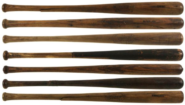 1917-34 H&B Louisville Slugger Professional Model Side Written Game Used Bat Lot (7) (MEARS Auction LOA)