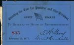 1877 Gallery of House of Representatives Admittance Card
