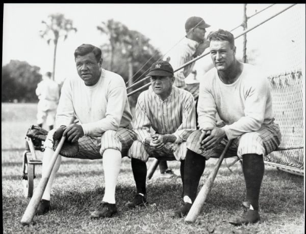 1929 Babe Ruth Lou Gehrig Miller Huggins "The Sporting News" Original 3.25" x 4.25" Black And White Negative (The Sporting News Collection/MEARS Auction LOA) 