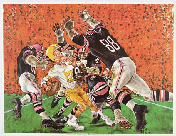 1970s Bergstrom Football Poster - Lot of 4 22" x 17" One Featuring Vince Lombardi 