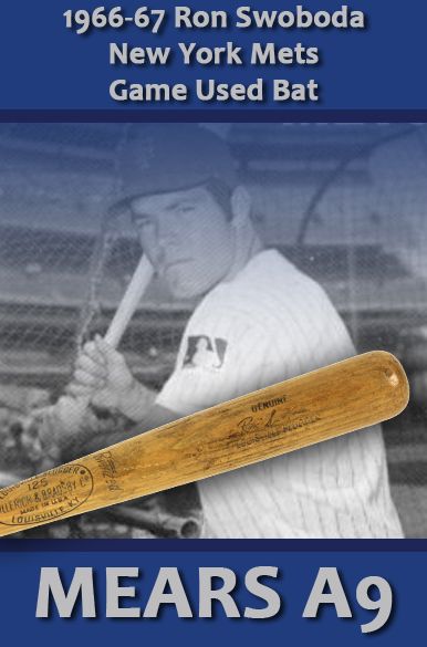 1966-67 Ron Swoboda H&B Louisville Slugger Professional Model Game Used Bat - 1969 New York Mets - Highest Graded 1:1 (MEARS A9)