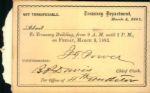 1881 Treasury Building Day Pass - Day of Benjamin Harrison Inauguration - Lot of 2