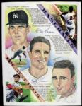 Baseball Greats Signed 11 x 14 Print - Lot of 3 With Stan Musial Don Larsen Enos Slaughter - JSA 