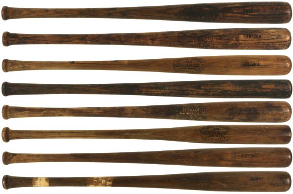 1917-30 H&B Louisville Slugger Professional Model Side Written Game Used Bat Lot (8)  Minor Leagues  (MEARS Auction LOA)