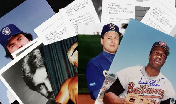 Lot of 17 Baseball & Football Signed 8" x 10" Photo w/ 9 Dave Wannstedt Frank Robinson - MEARS 