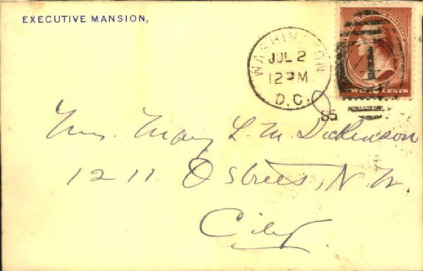 1885 Grover Cleveland Signed Card with Letter and Envelope -JSA