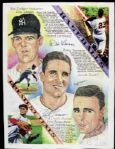 Baseball Greats Signed 11 x 14 Print - Lot of 3 With Stan Musial Don Larsen Enos Slaughter - JSA 
