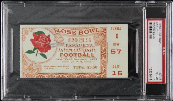 1953-94 Rose Bowl Wisconsin Ticket Stub - Lot of 2 Both PSA Graded