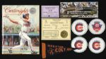 1960s-92 Potpourri of Baseball Related Items - Dave Justice Autograph Cubs Coasters and Colt .45s Mini Pennant