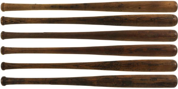 1920s H&B Louisville Slugger Side Written Professional Model Game Used Bat Lot of (6) - (MEARS Auction LOA)