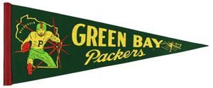 1950s Green Bay Packers Full Size 29" Pennant - Vibrant color and design