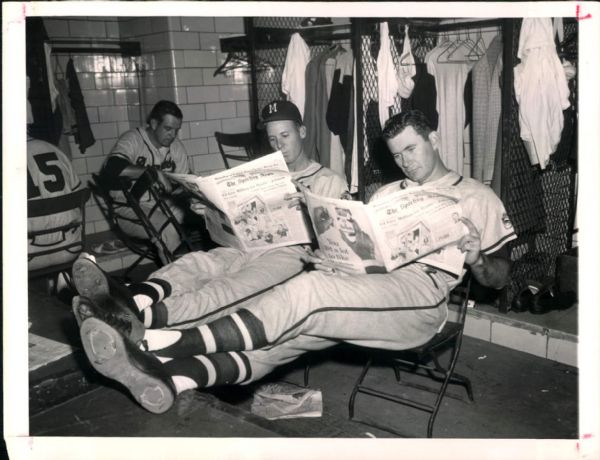 1958-62 Joe Adcock Carlton Willey Milwaukee Braves "The Sporting News Collection Archives" Original Photo (Sporting News Collection Hologram/MEARS Photo LOA)
